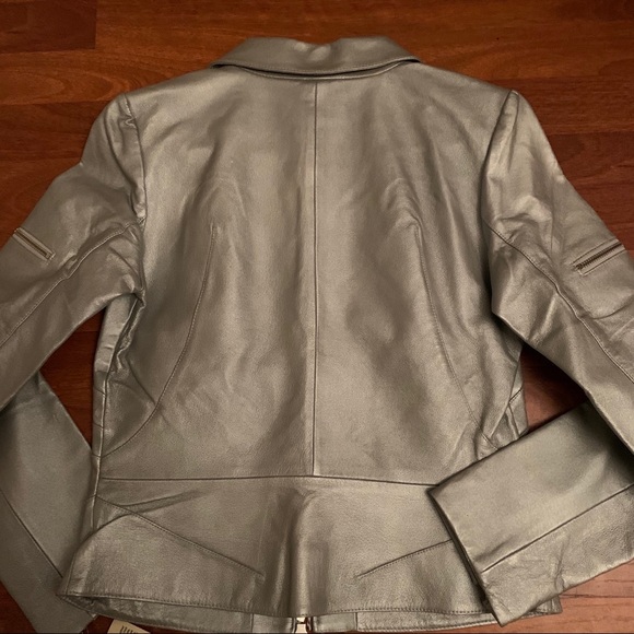 Silver Leather Jacket *NWOT* - Picture 2 of 4